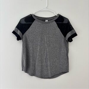 Grey H&M Mesh Sleeve Tee